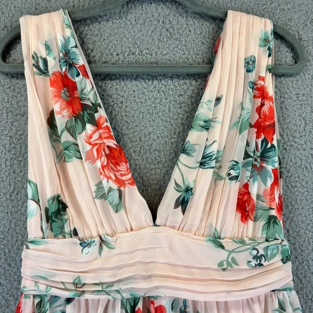 LULUS Garden Meandering Blush Floral Print Maxi Dress Medium Cottage Coquette - Picture 4 of 13